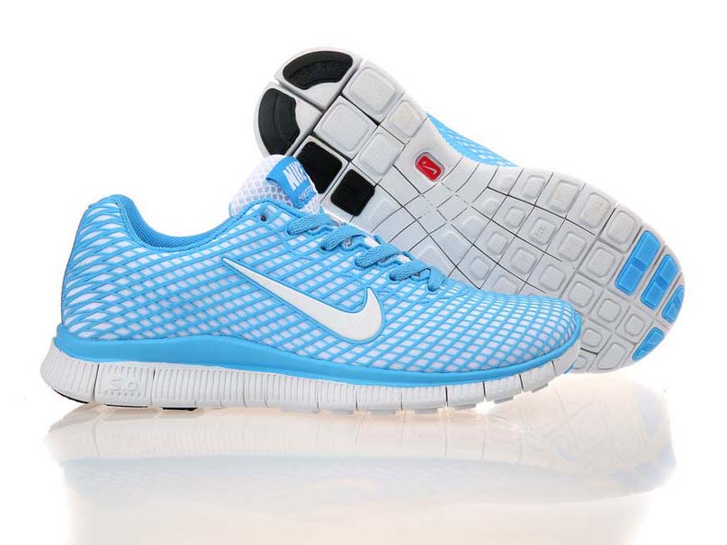 Nike Free 5.0 Chaussures De Course Legeres Mens Nouveau Bleu Blanc